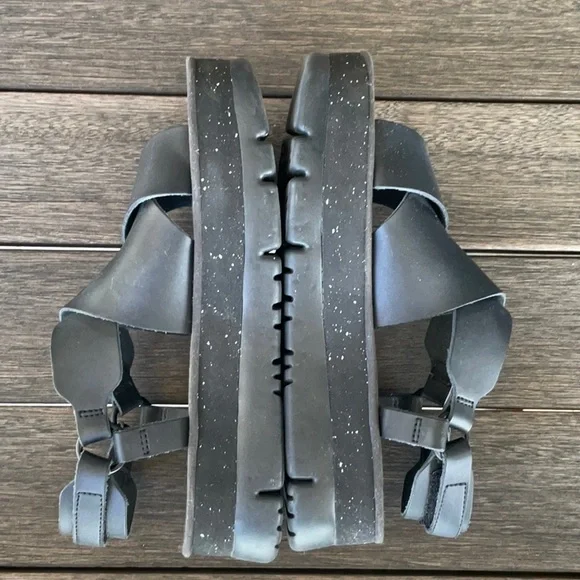 Camper Black Leather Platform Sandals 40 - Picture 4 of 5